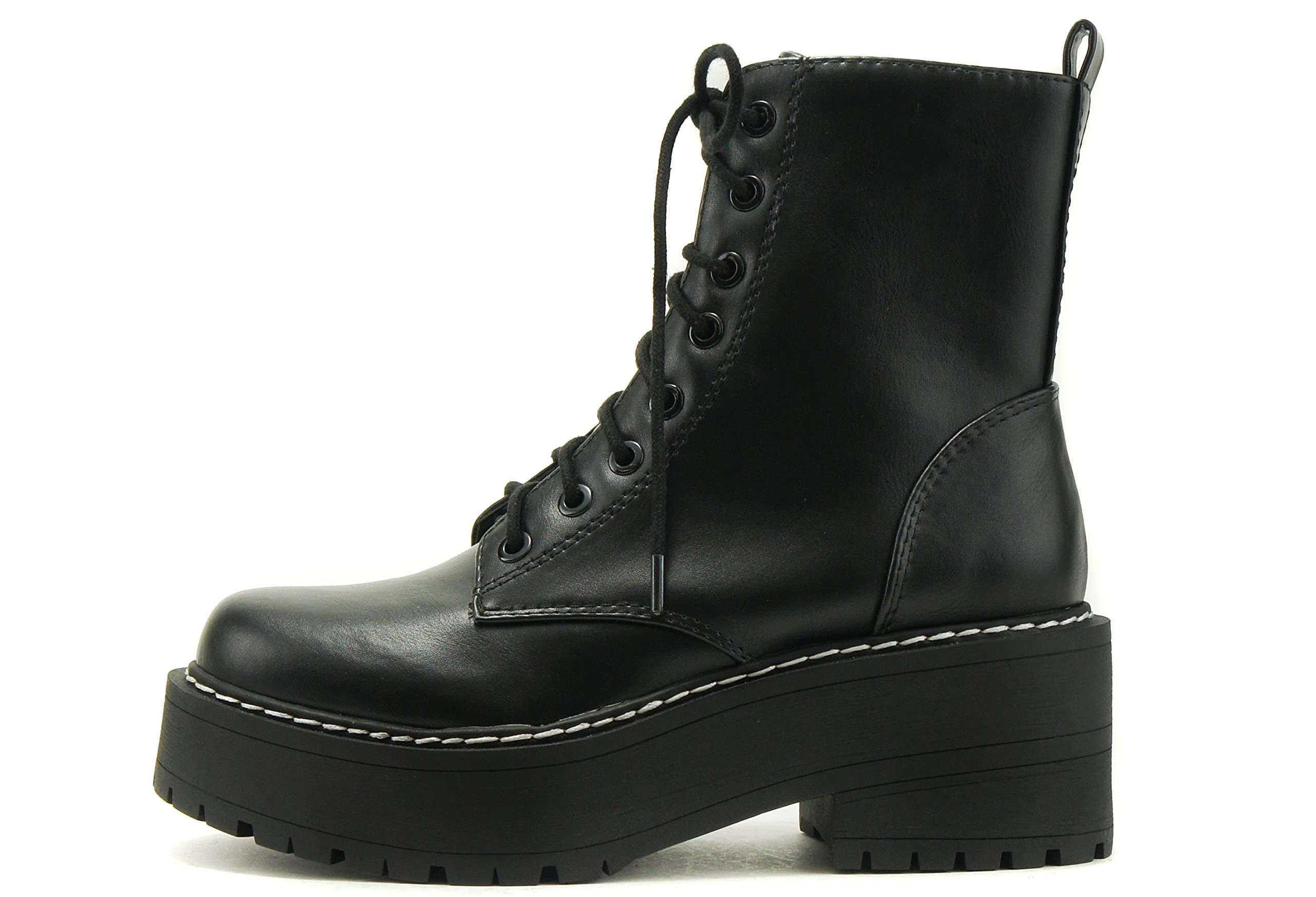 soda fling chunky lace up combat boot dupe