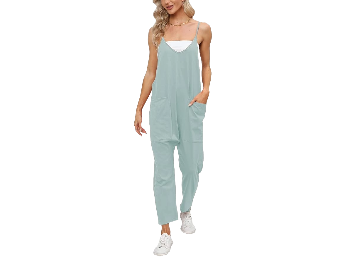 deep self v-neck sleeveless jumpsuit dupe