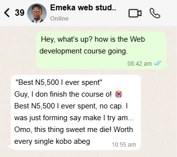 WhatsApp Testimonial 1 - Customer Praise