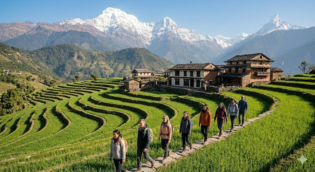 Guests enjoying a guided mountain village experience