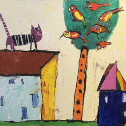 Cat and birds by LEO RAY