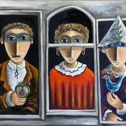 Three in the window, 1990 by Yosl Bergner