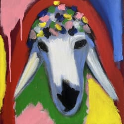 Pink green sheep by MENASHE KADISHMAN