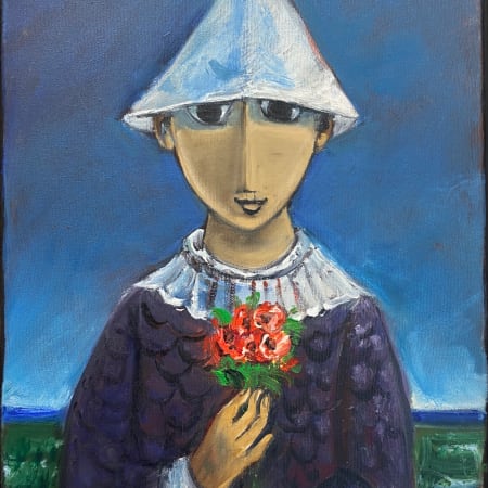 Clown with Flowers by Yosl Bergner [1985]