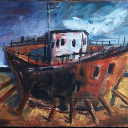 Touring boats in Jaffa by Yosl Bergner [2004]