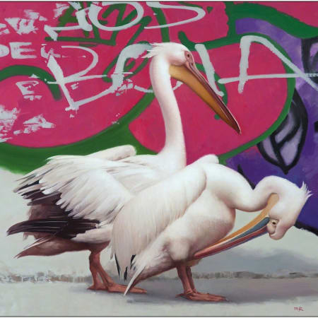 Two Pelicans by MICHAEL (MISHA) RAPOPORT [2017]