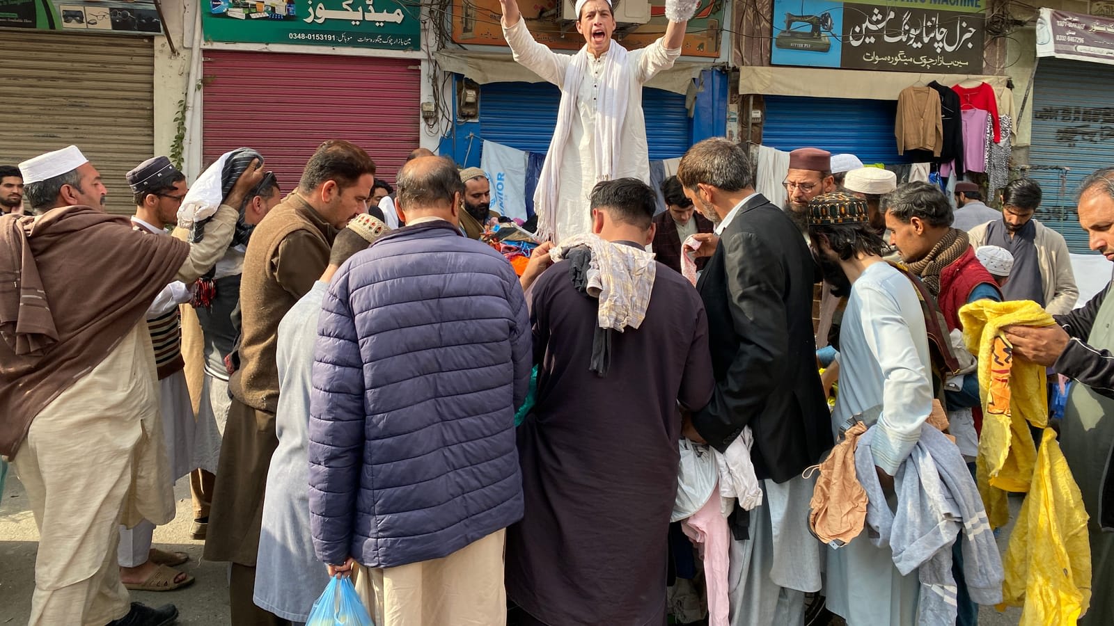 Crowds shopping at Landa Bazar in Mingora