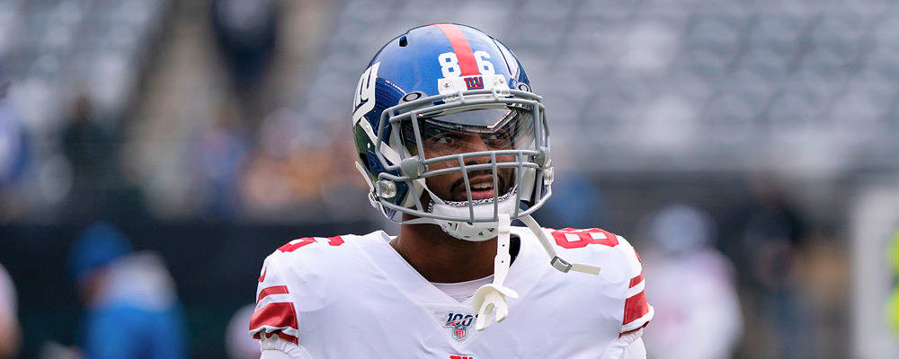 New York Giants wide receiver Darius Slayton's 29-yard grab ends with jersey-grabbing  tackle