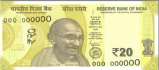 Indian Rupee 20 banknote