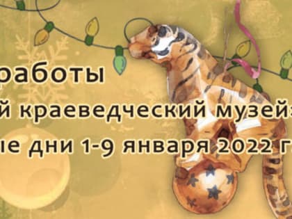 График работы МБУК «Елецкий городской краеведческий музей» в выходные и праздничные дни 1-9 января 2022 г.