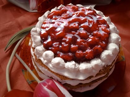 Самый зимний торт: мандарины, вишня и пломбир