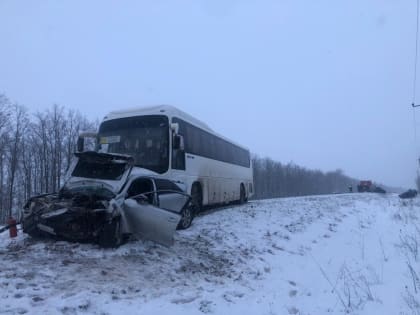 Два человека погибли в ДТП с автобусом, Камри и Рено на трассе Липецк-Данков