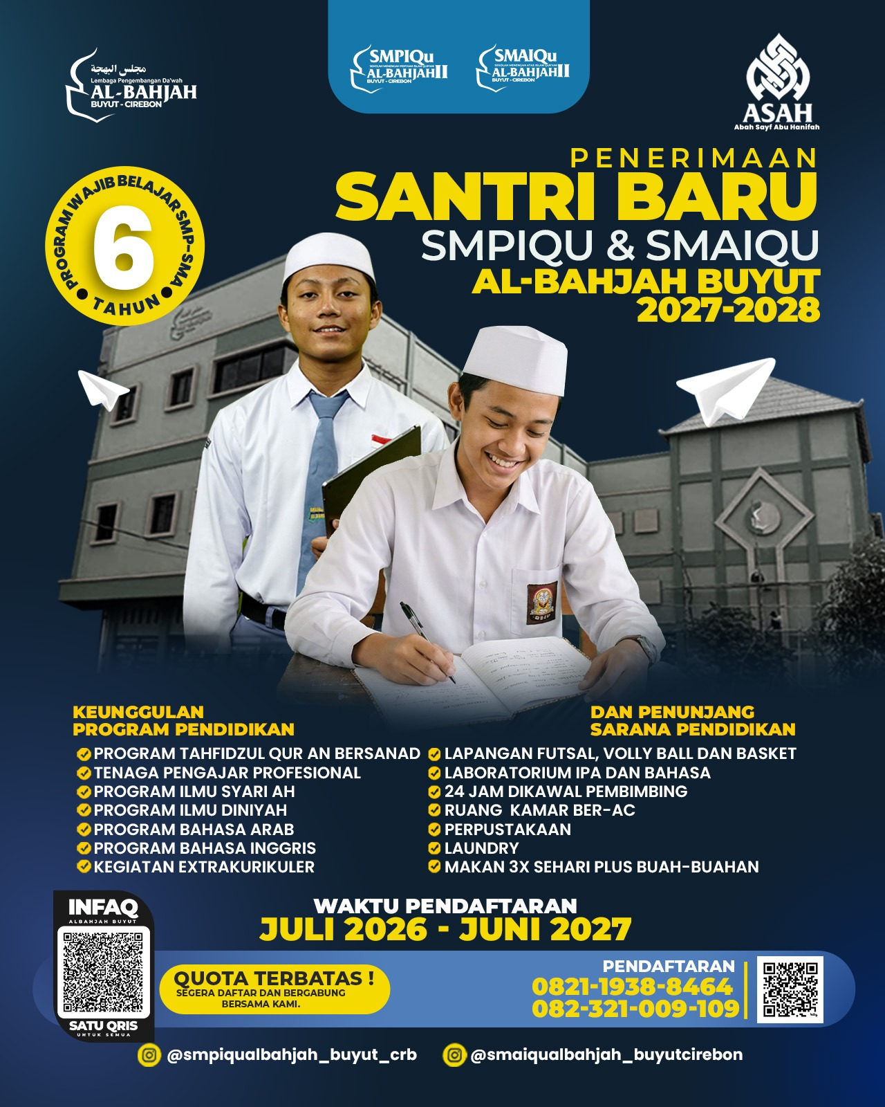 Brosur PSB SMPIQu dan SMAIQu Al-Bahjah Buyut 2027/2028