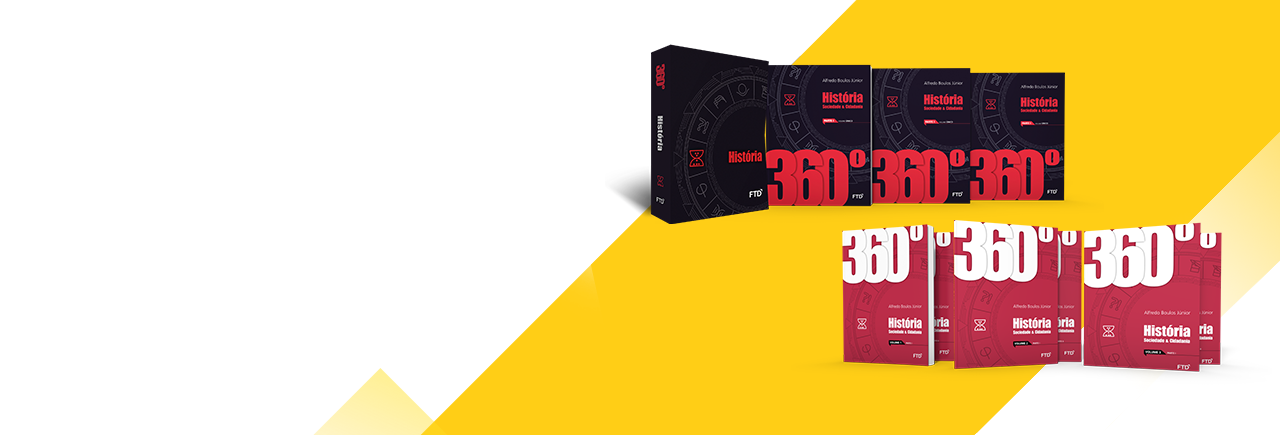 banner do ensino médio da coleção 360° História, Sociedade e Cidadania (Volume único e 3 volumes)