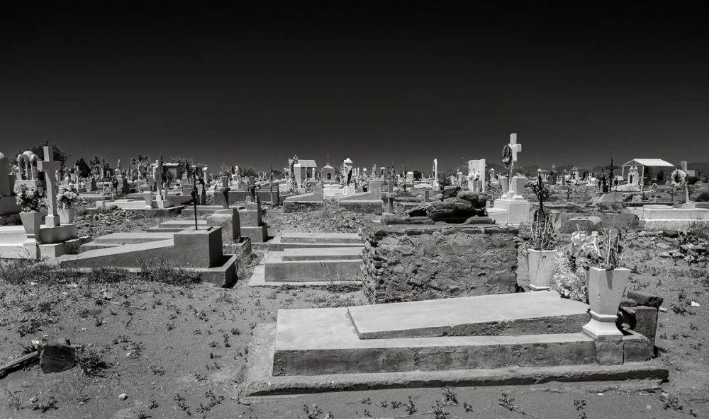 A graveyard by the freeway passing through Estación Lleno, Sonora, Mexico.