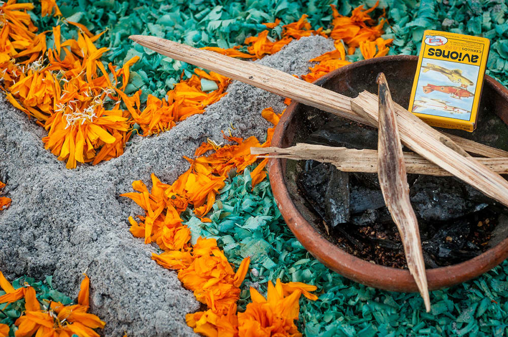 Incense at an altar on the Day of the Dead in Chapala, Jalisco, Mexico.