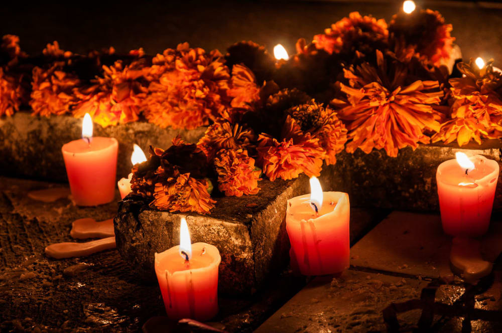 Fine Art Photography For Sale: Day of the Dead Marigolds & Candles ⋆