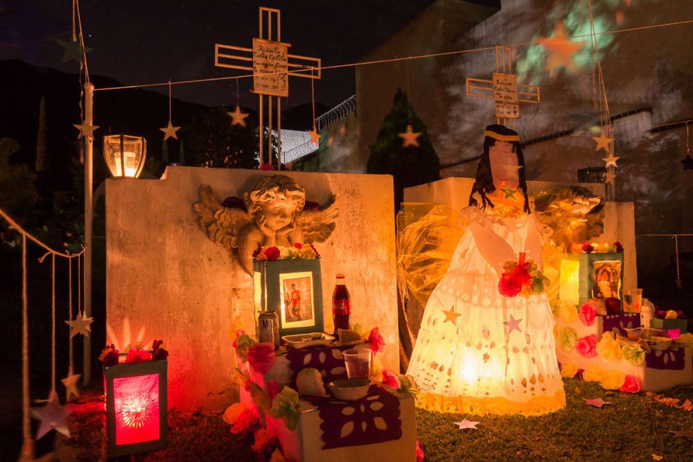 Graveyard display for Children's Day in Ajijic, Jalisco.