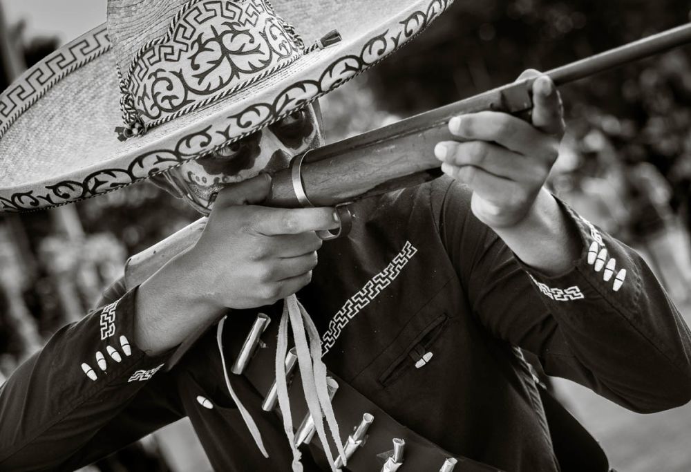 A catrine dressed as a revolutionary on the Day of the Dead in Chapala, Jalisco, November 2, 2014.