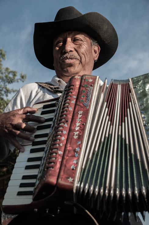 Accordion player in Chapala, Jalisco, playing "Las Mañanitas."