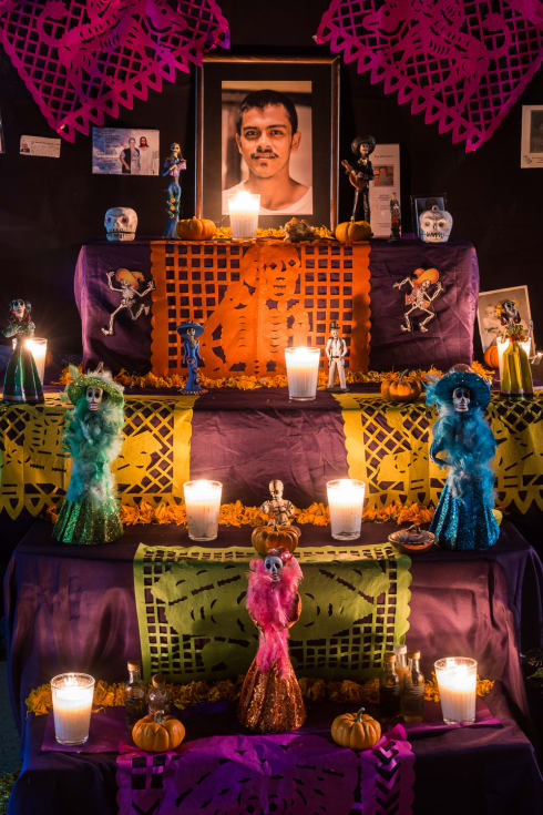 On of the many Day of the Dead altars on the street for friends and family in Ajijic, Jalisco, Mexico.