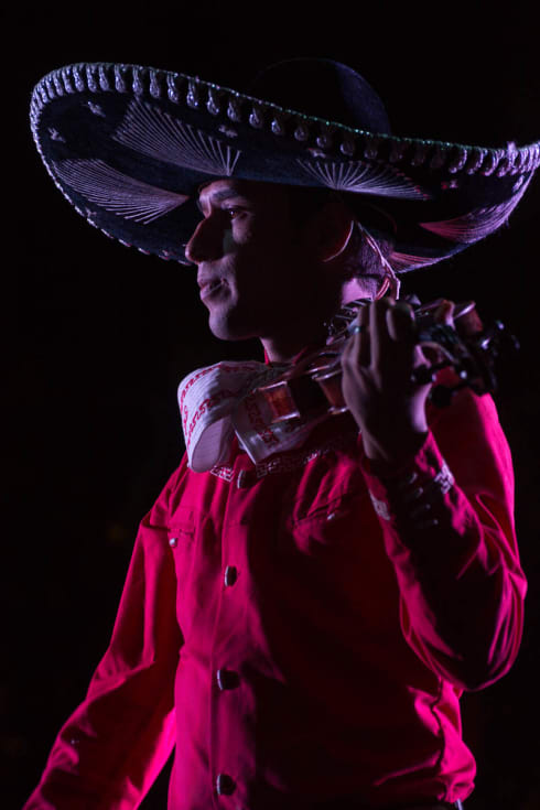 Mariachi violinist in Jalisco, Mexico, during a performance on September 16 (Mexican Independence Day).