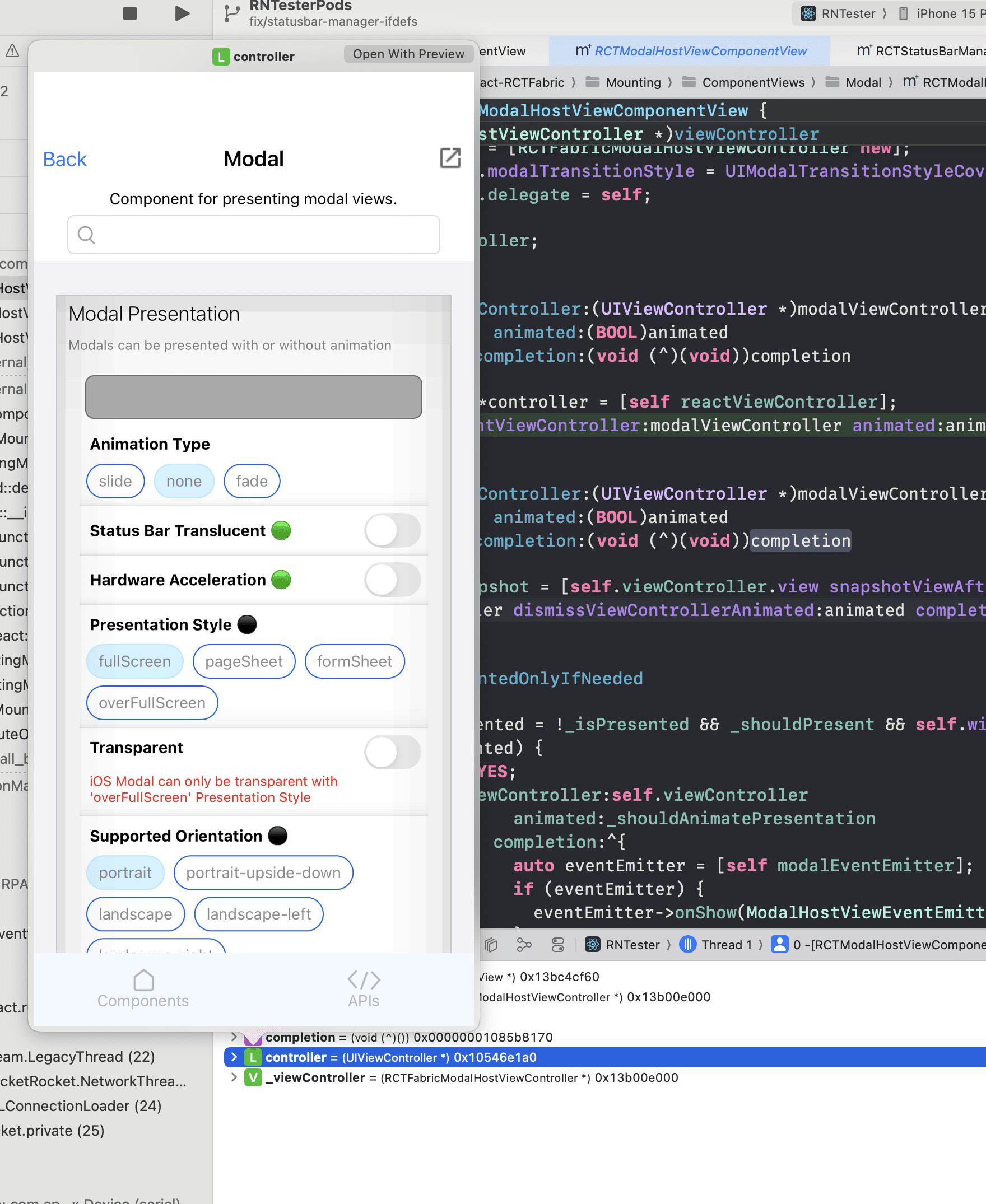 Quick Look preview of the React Native view controller