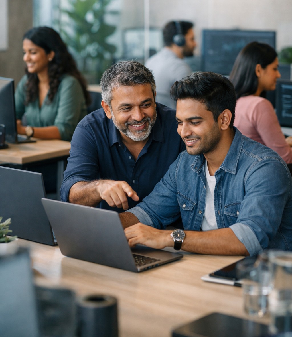 Veehax team collaborating in the office