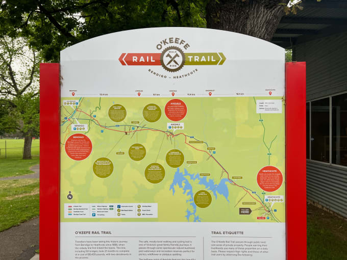 A map showing the entirety of the rail trail