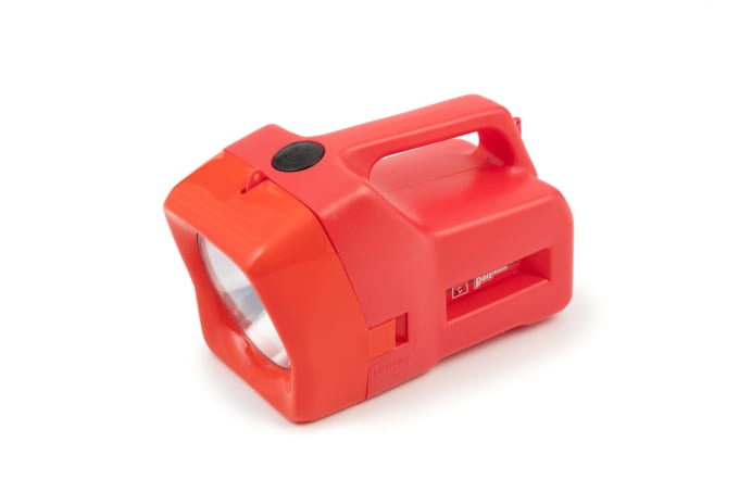 A red Eveready Dolphin torch