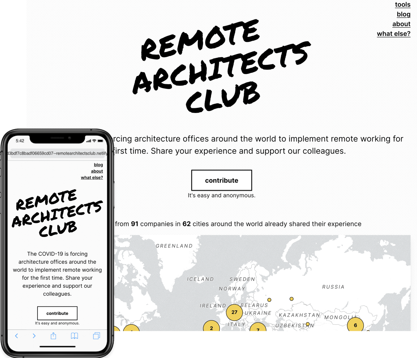 Screenshots of Remote Architects Club