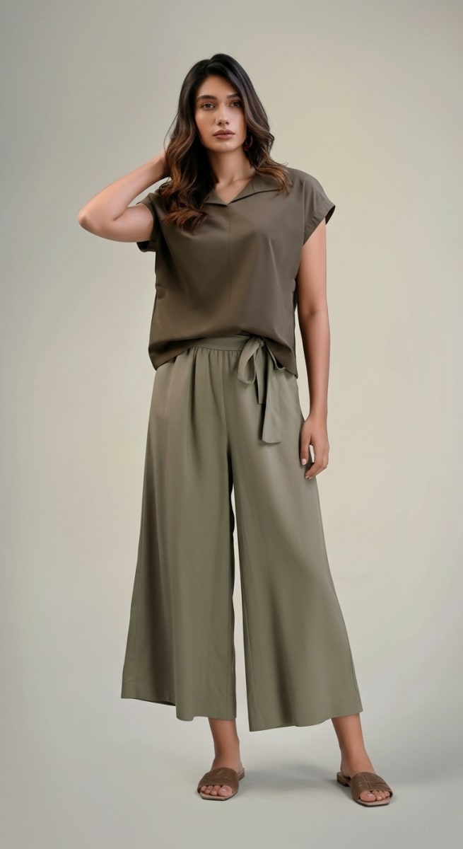 Flap collar basic blouse