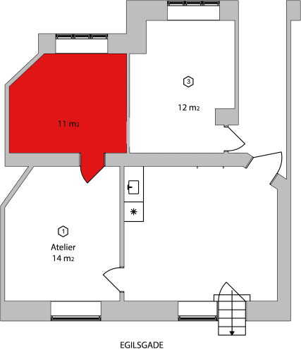 Lokale ledigt fra d.1.1.2023 (ikke malende billedkunstner)