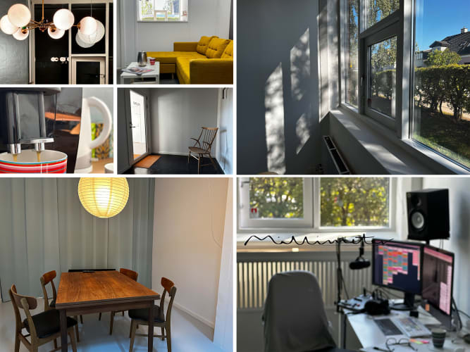 Kontor- og produktionsfællesskab med højt til loftet og eget studie