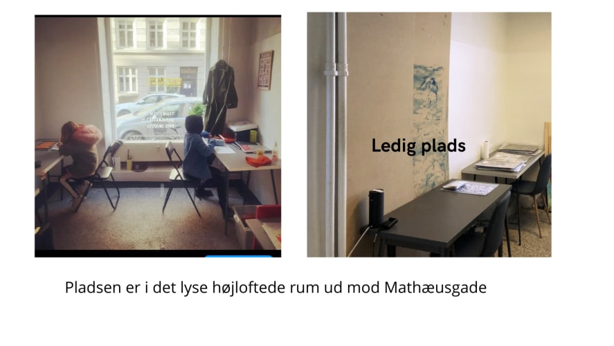 Hyggelig atelierplads i Monday Studio Vesterbro