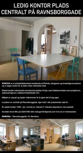 Kontorfællesskab på Ravnsborggade har ledige pladser