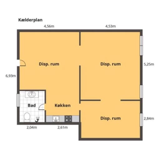 Lyst kontor i højt kælderplan, 85kvm, Nørrebro