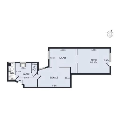 Kontorplads med eget rum i kreativt studio 