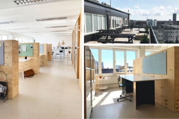 Afskærmet kontorplads i fællesskab