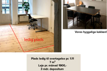 Plads ledig i et dejligt kontorfællesskab i Ravnsborggade
