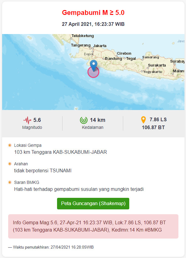 Gempa 27 april 2021