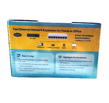 8-Port 10/100Mbps Desktop Switch (LS1008) by Tp-link - Network, view 2