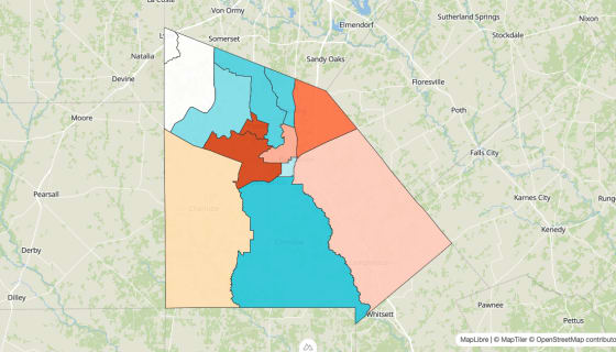 Map preview of Atascosa County, TX - Population Change 2020-2023 (%)