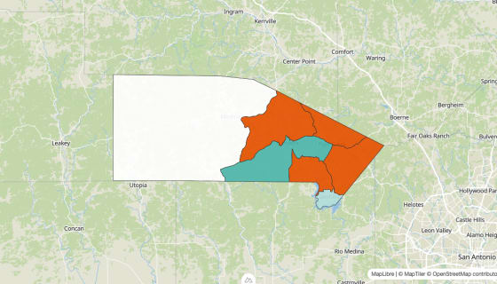 Map preview of Bandera County, TX - Population Change 2010-2023 (%)