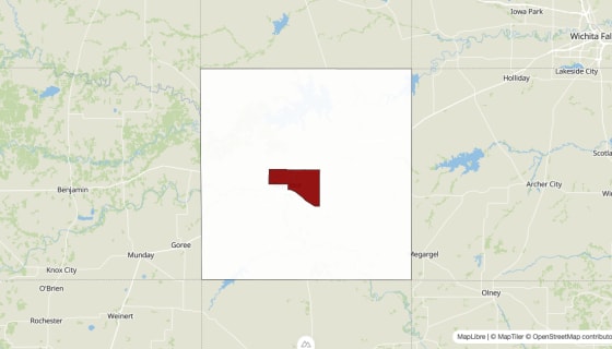 Map preview of Baylor County, TX - Population Change 2020-2023 (Total)