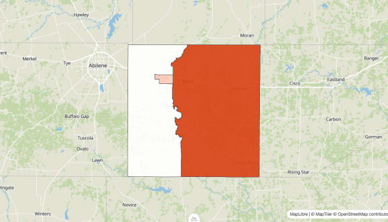 Map preview of Callahan County, TX - Population Change 2020-2023 (%)