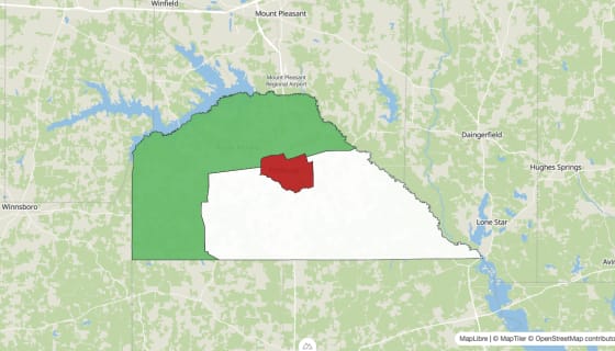 Map preview of Camp County, TX - Population Change 2010-2023 (Total)