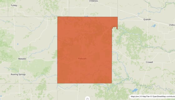 Map preview of Cottle County, TX - Population Change 2020-2023 (%)