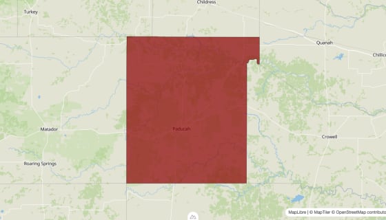 Map preview of Cottle County, TX - Population Change 2020-2023 (Total)