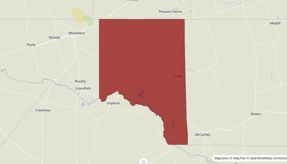 Map preview of Crane County, TX - Population Change 2020-2023 (Total)
